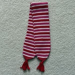 Gymboree VNTG Valentine Striped Pink Red Winter Knit Scarf w Tassels One Size